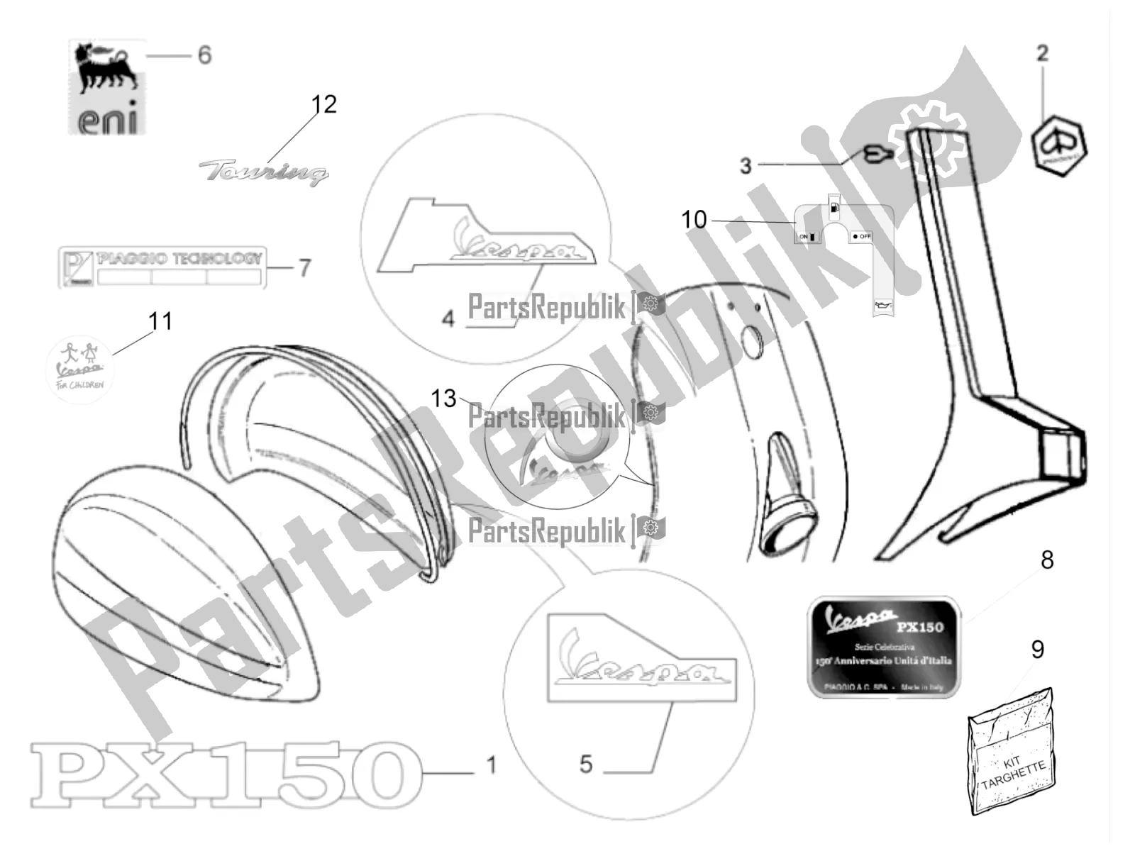 Todas las partes para Placas - Emblemas de Vespa PX 150 2T 2018