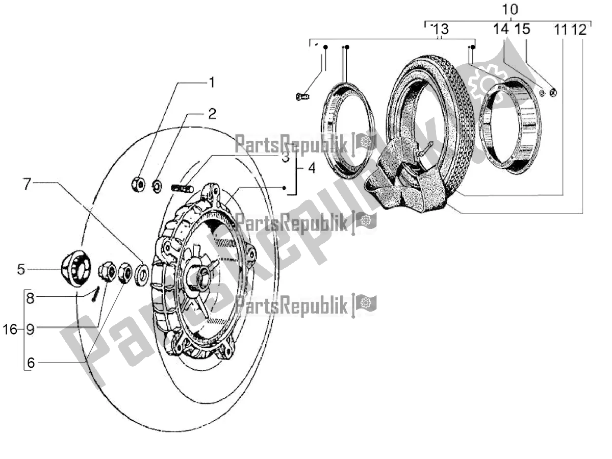 Todas as partes de Roda Traseira do Vespa PX 150 2T 2018