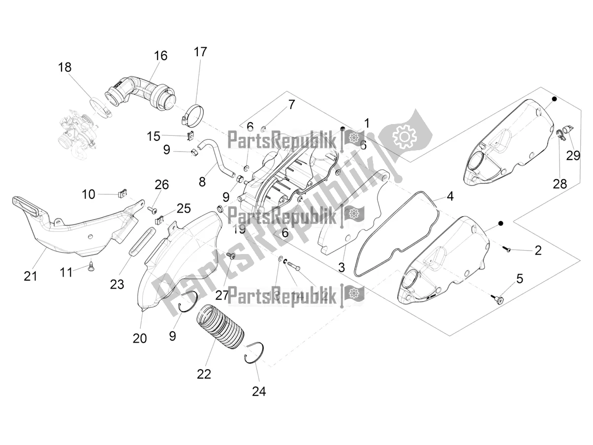 All parts for the Air Filter of the Vespa S 125 3V Iget Apac 2017