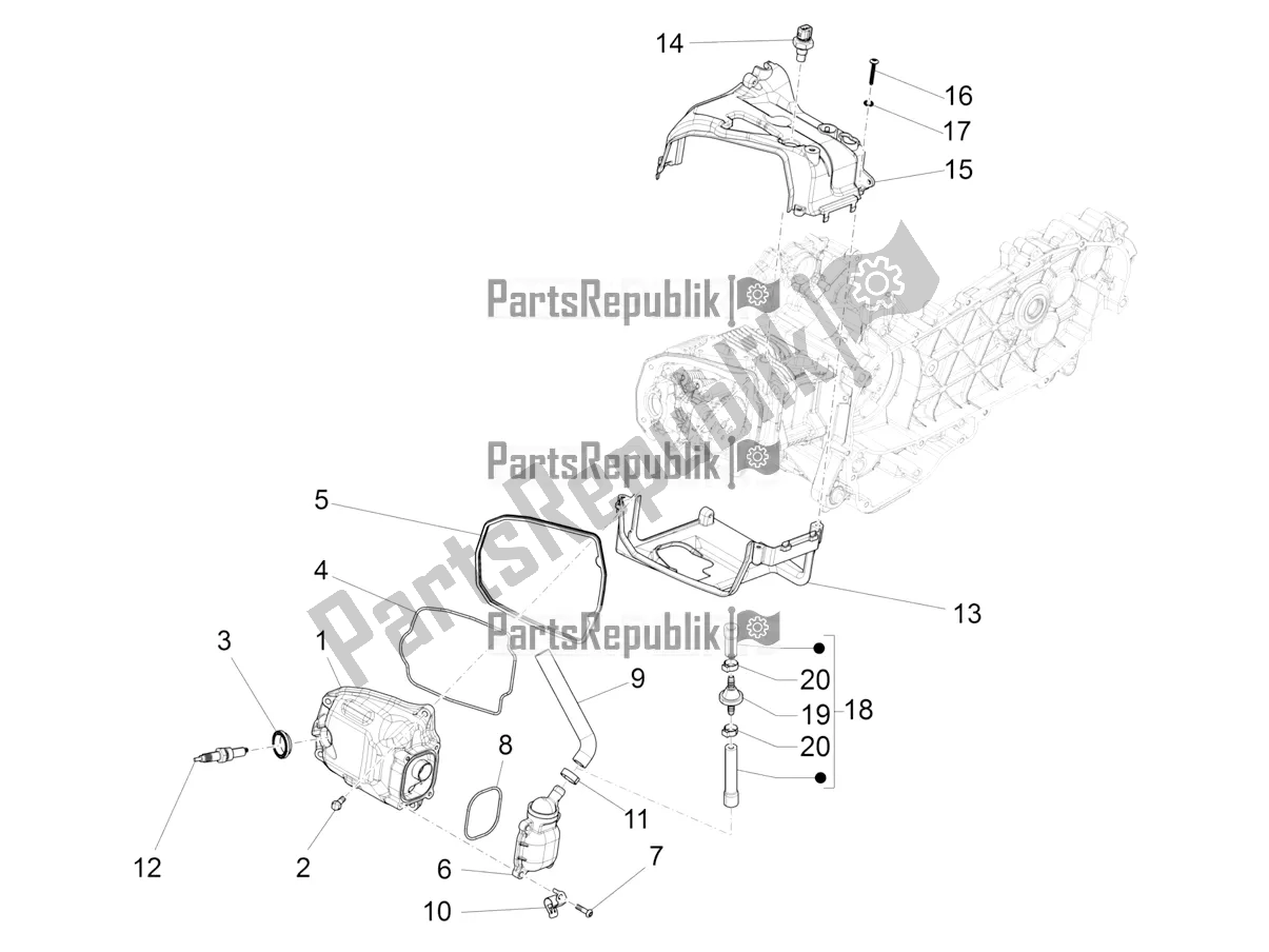 Todas as partes de Tampa Da Cabeça Do Cilindro do Vespa S 125 3V Iget Apac 2017