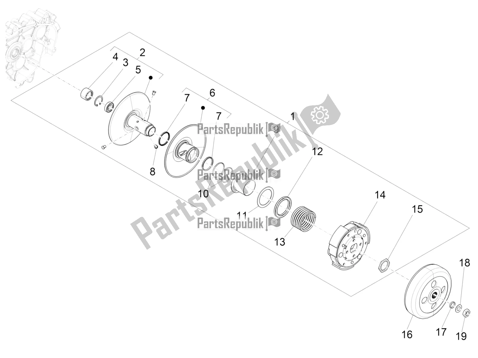 Toutes les pièces pour le Poulie Menée du Vespa S 125 3V Iget Apac 2017