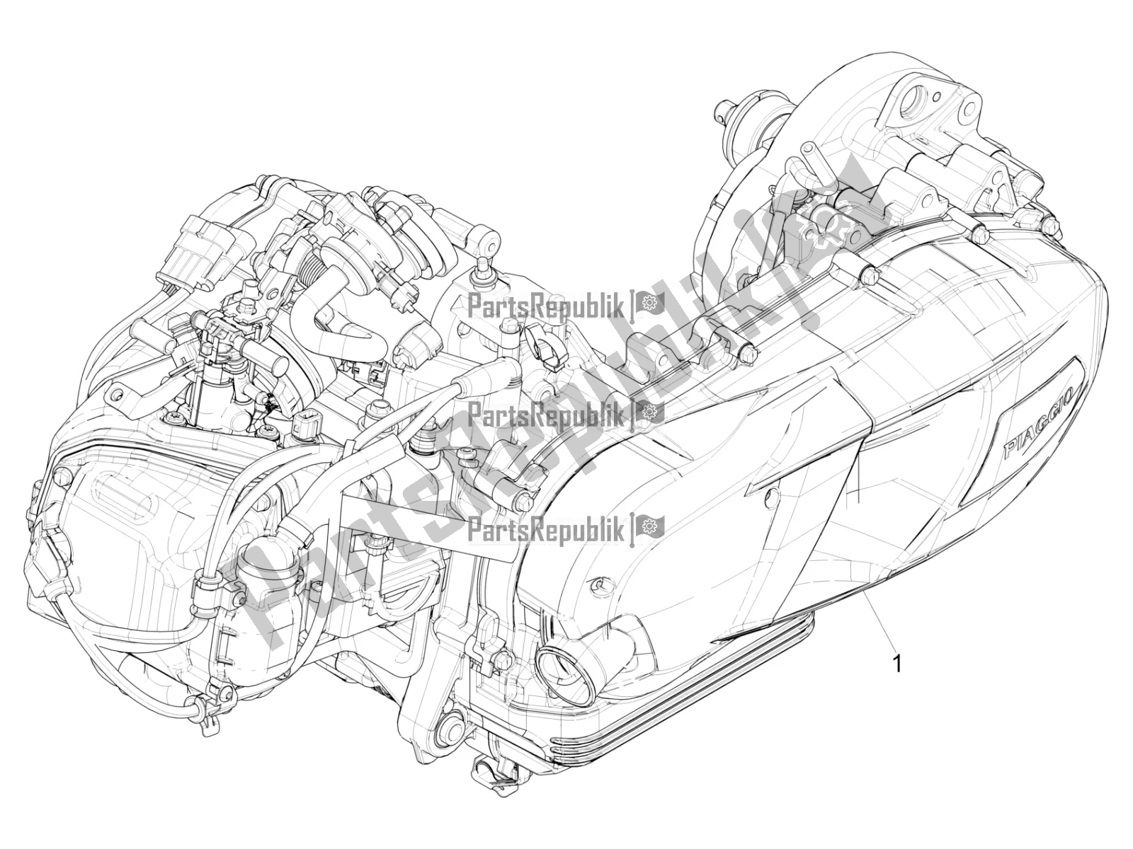 All parts for the Engine, Assembly of the Vespa S 125 3V Iget Apac 2017