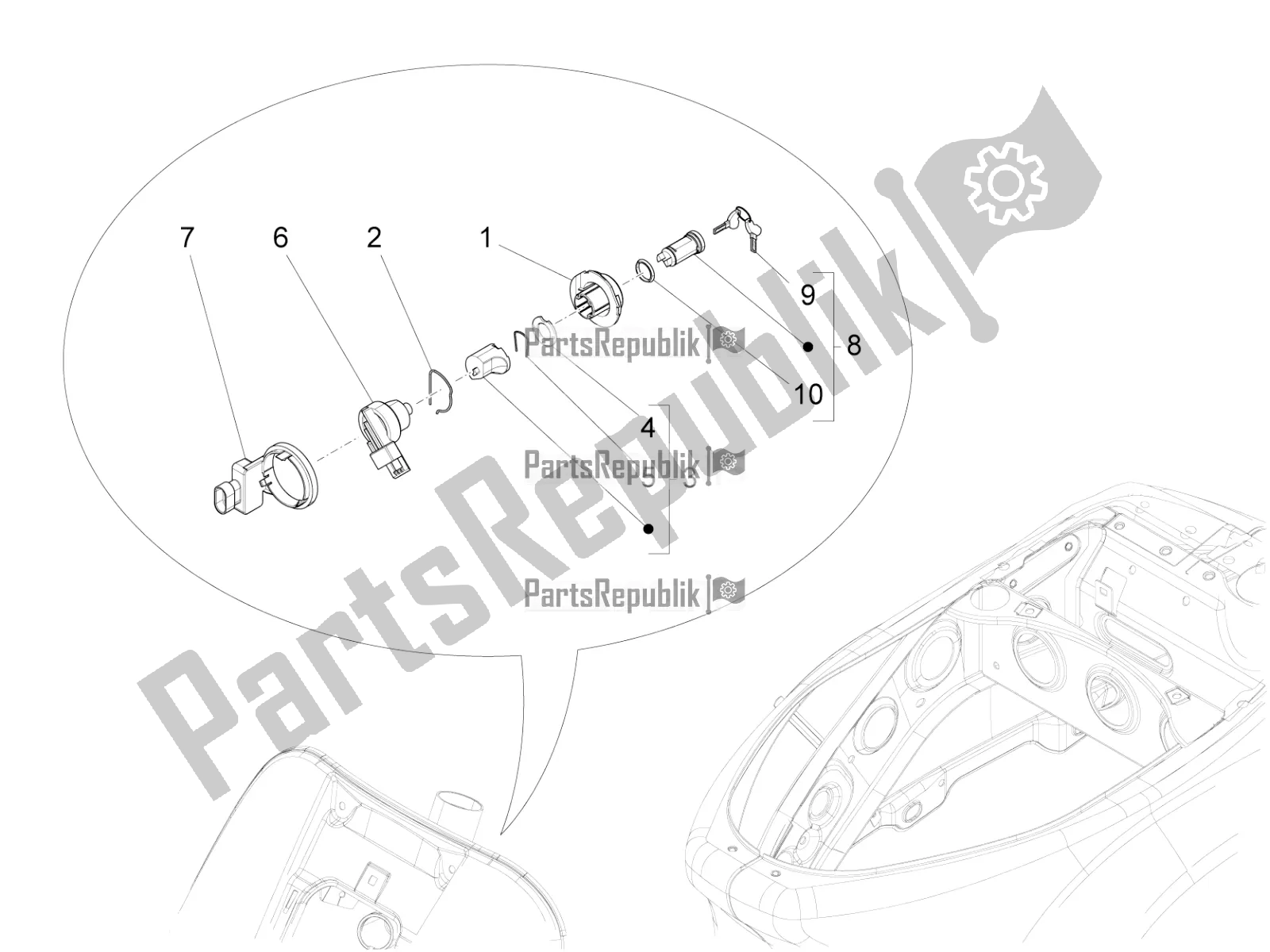 All parts for the Locks of the Vespa S 125 3V Iget Apac 2017