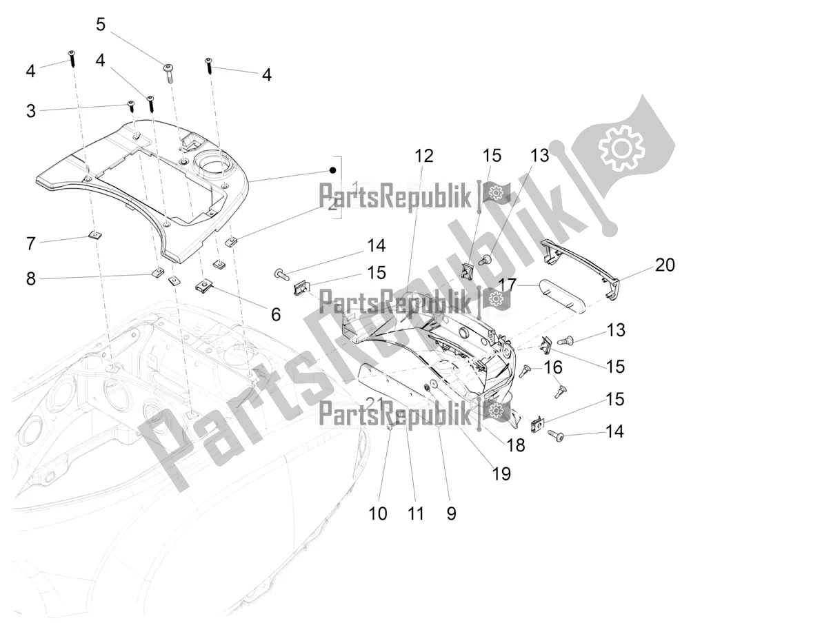 Todas las partes para Cubierta Trasera - Protector Contra Salpicaduras de Vespa S 125 3V Iget Apac 2017