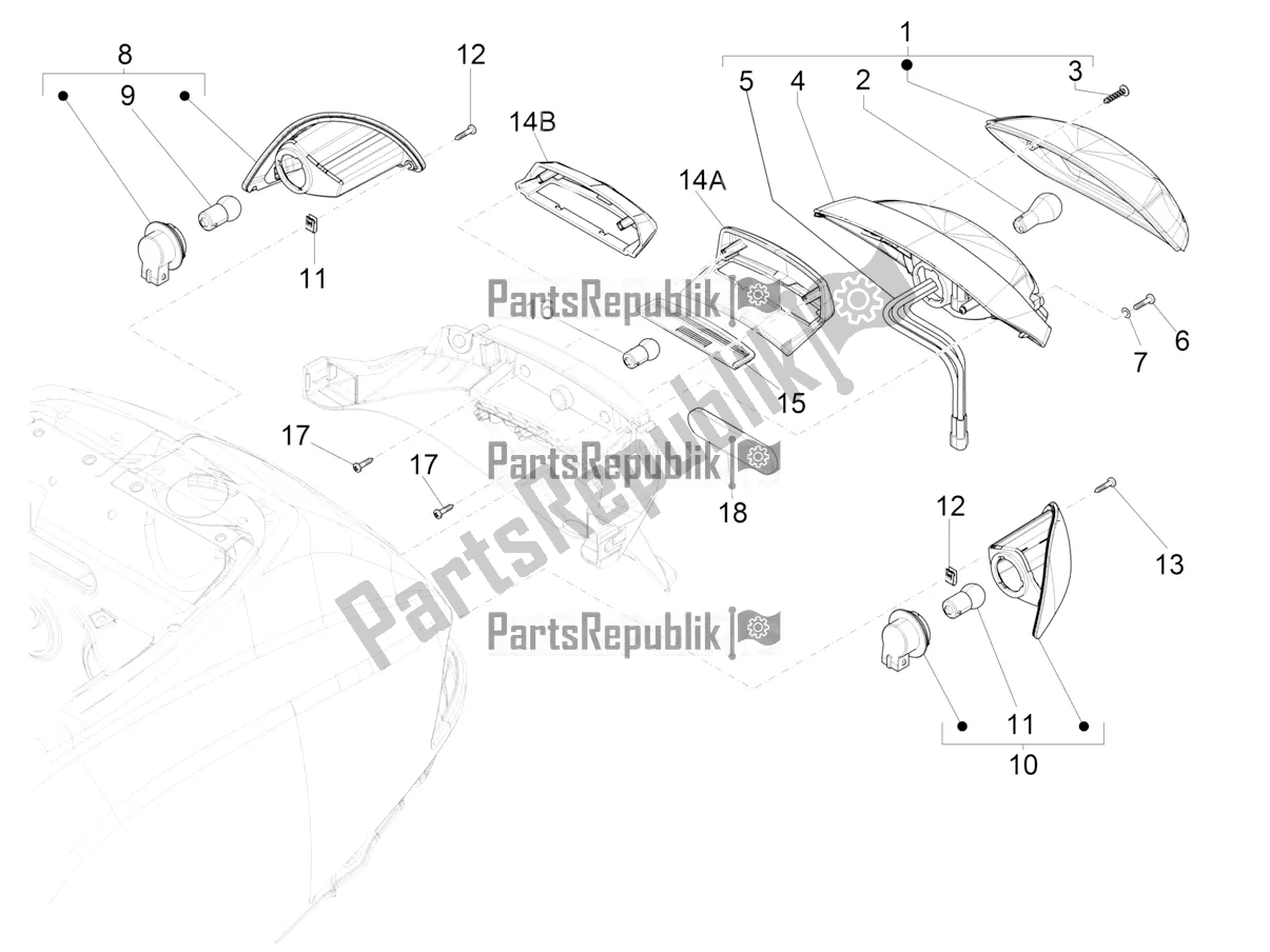 All parts for the Rear Headlamps - Turn Signal Lamps of the Vespa S 125 3V Iget Apac 2017