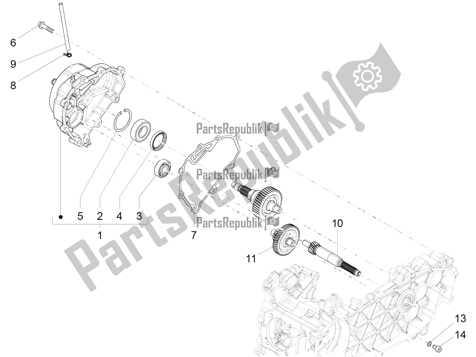 Todas las partes para Unidad De Reducción de Vespa S 125 3V Iget Apac 2017