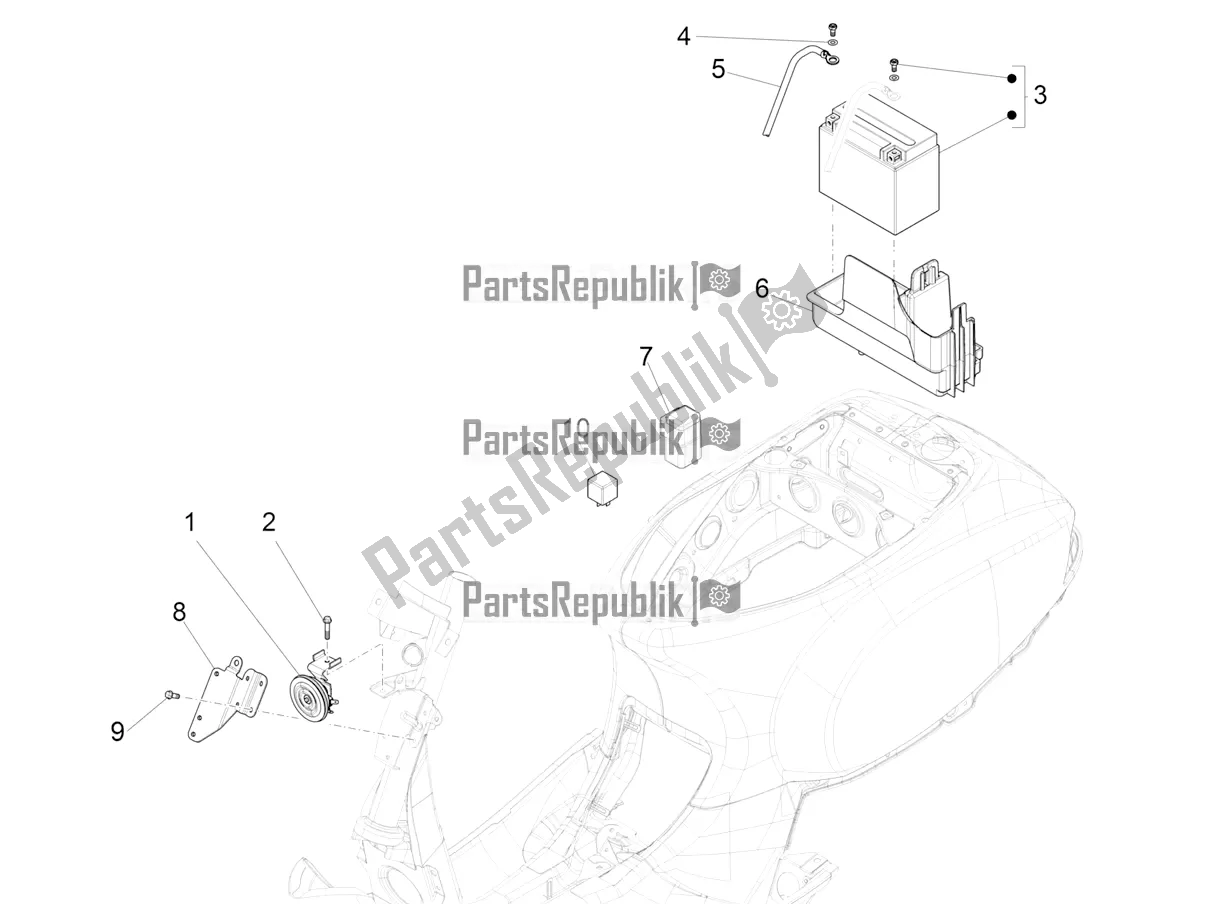 Todas as partes de Interruptores De Controle Remoto - Bateria - Buzina do Vespa S 125 3V Iget Apac 2017