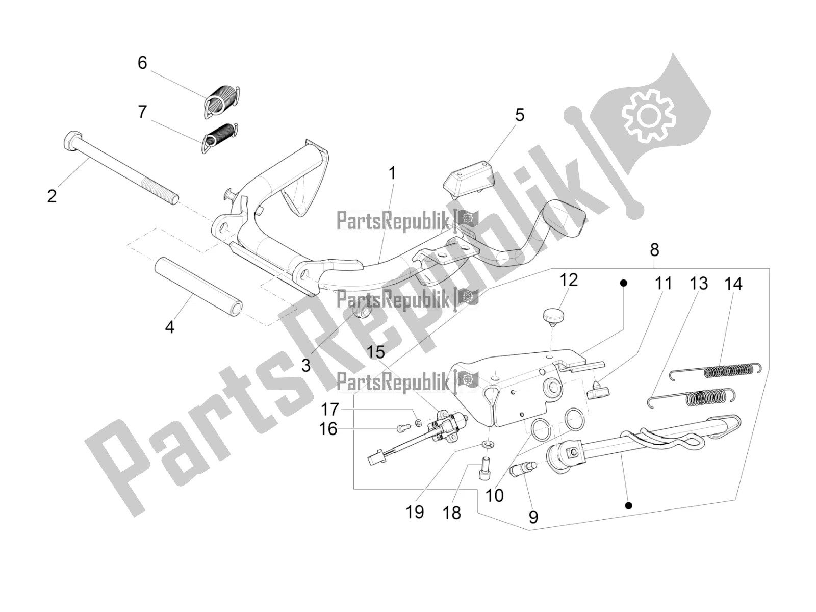 All parts for the Stand/s of the Vespa S 125 3V Iget Apac 2017