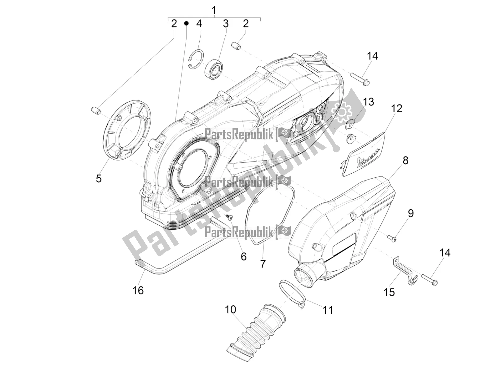 Toutes les pièces pour le Couvercle De Carter - Refroidissement Du Carter du Vespa S 125 3V Iget Apac 2018