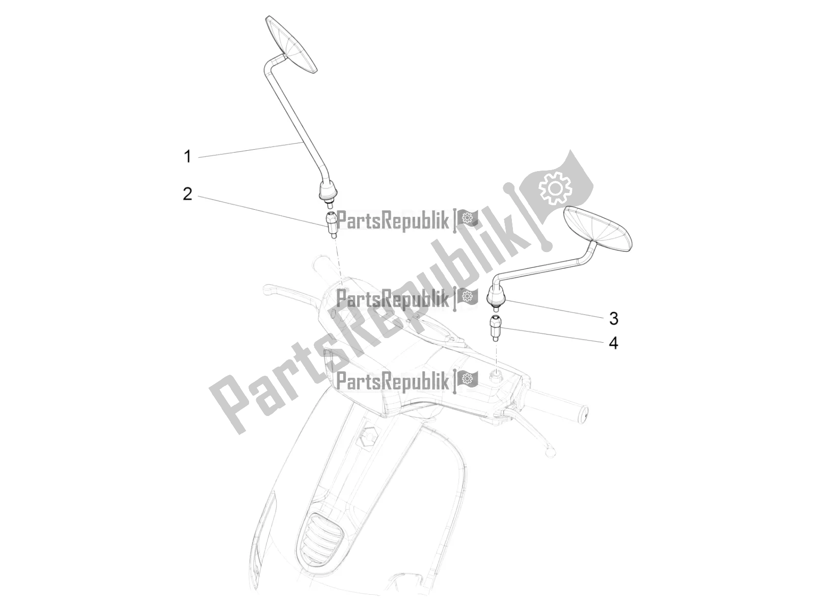 All parts for the Driving Mirror/s of the Vespa S 125 3V Iget Apac 2018