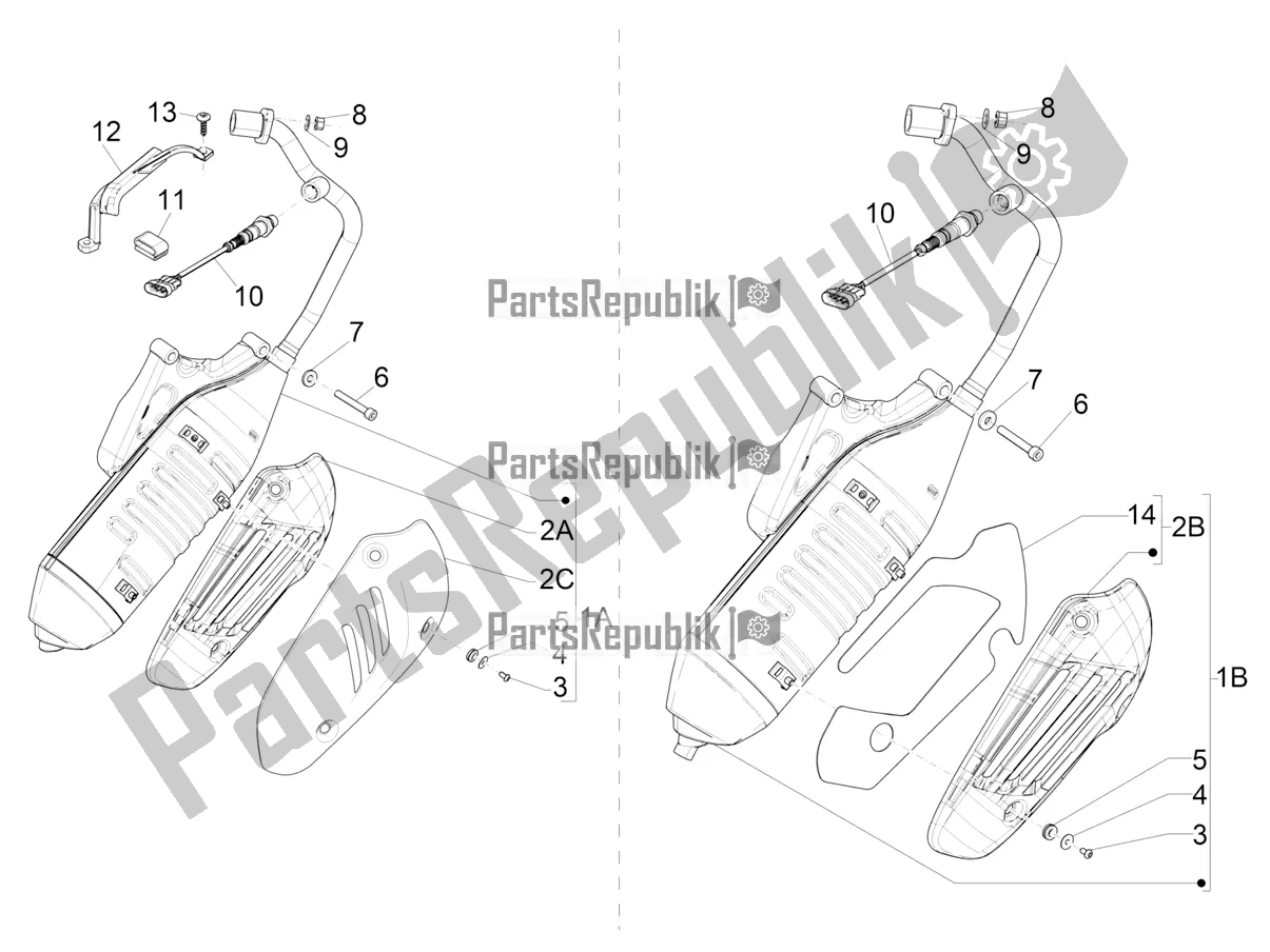 All parts for the Silencer of the Vespa S 125 3V Iget Apac 2018