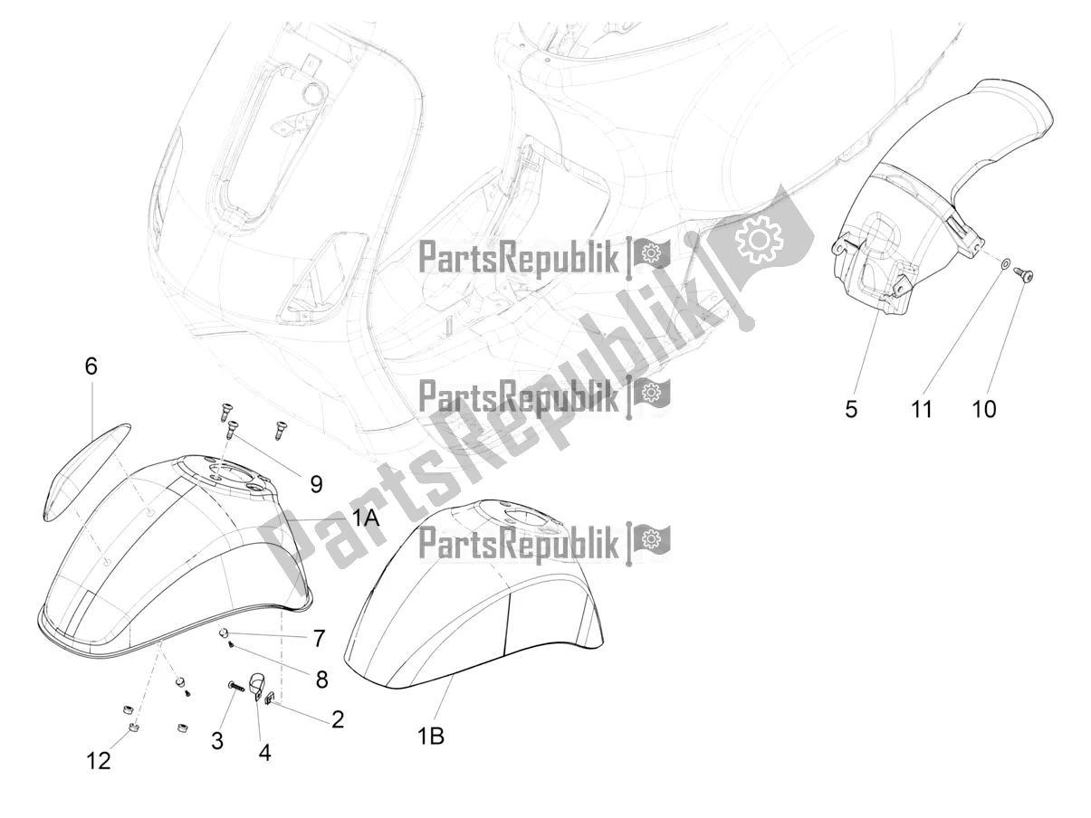 All parts for the Wheel Huosing - Mudguard of the Vespa S 125 3V Iget Apac 2018