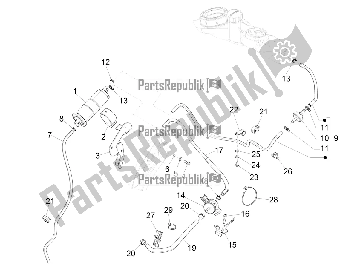 All parts for the Anti-percolation System of the Vespa S 125 3V Iget Apac 2019