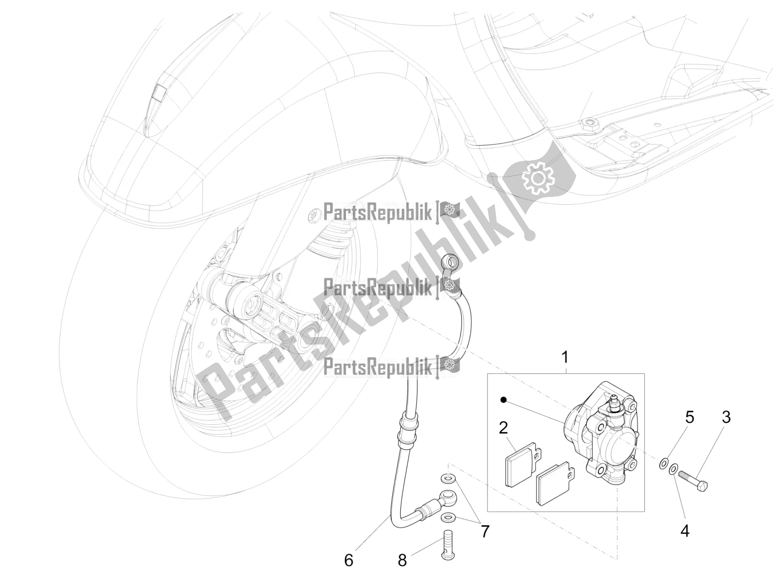 Toutes les pièces pour le Tuyaux De Freins - étriers du Vespa S 125 3V Iget Apac 2019