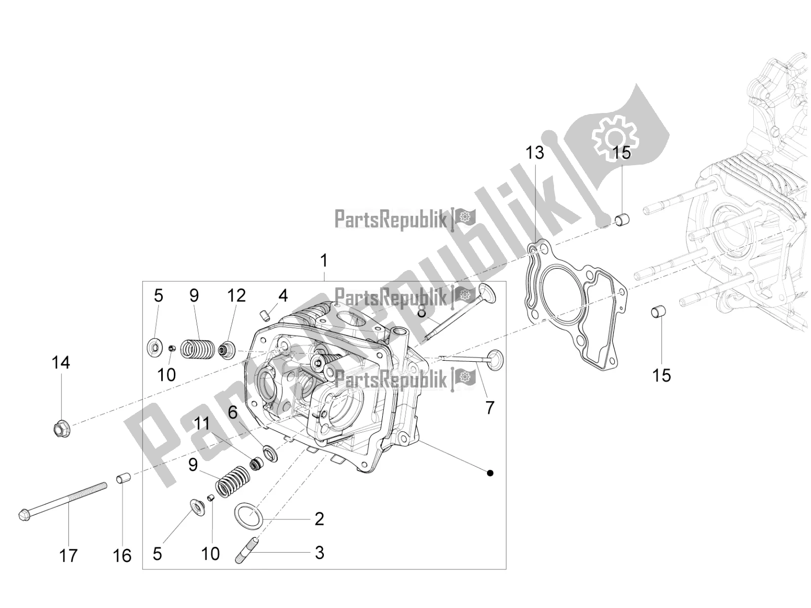 Toutes les pièces pour le Cylinder Head Unit - Valve du Vespa S 125 3V Iget Apac 2019