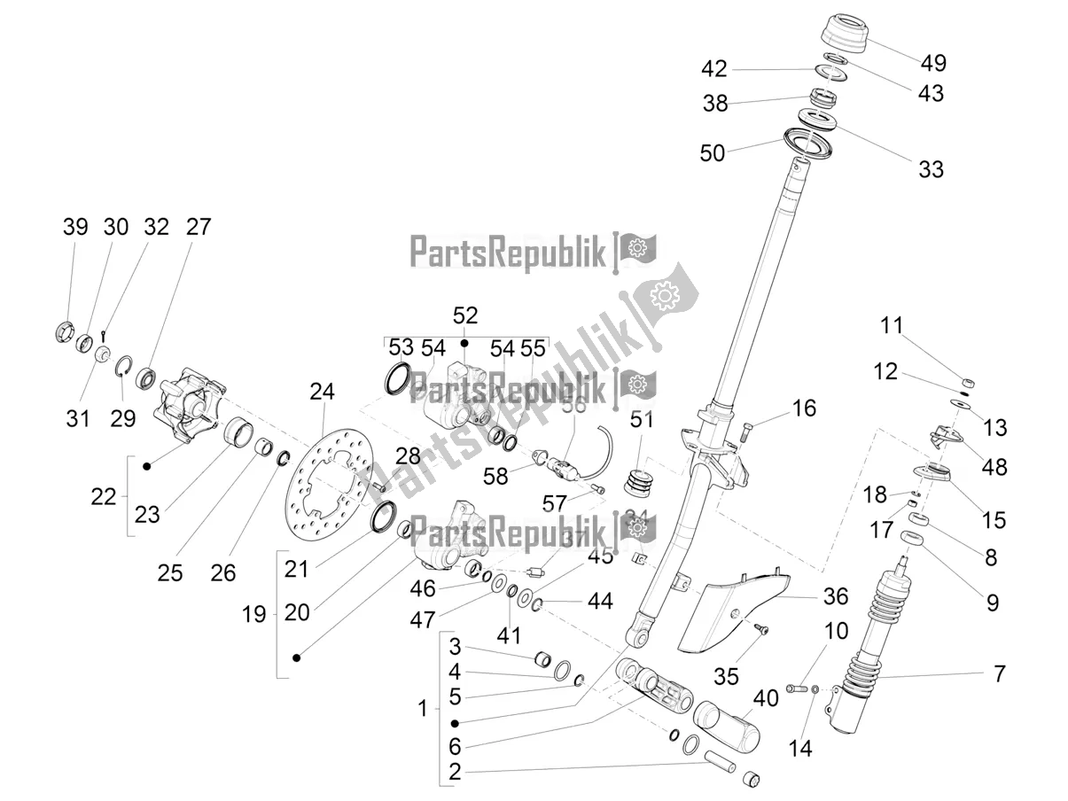 Toutes les pièces pour le Fourche / Tube De Direction - Palier De Direction du Vespa S 125 3V Iget Apac 2019