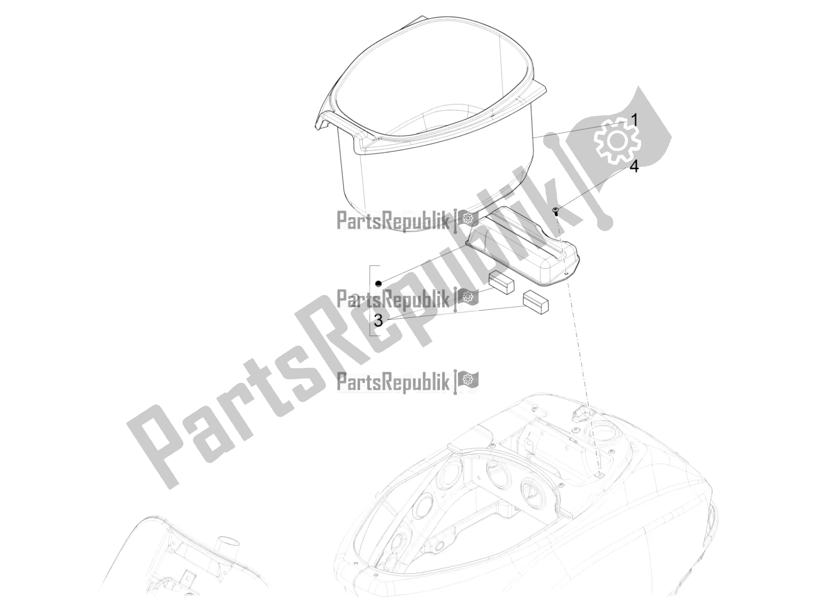 All parts for the Helmet Huosing - Undersaddle of the Vespa S 125 3V Iget Apac 2019