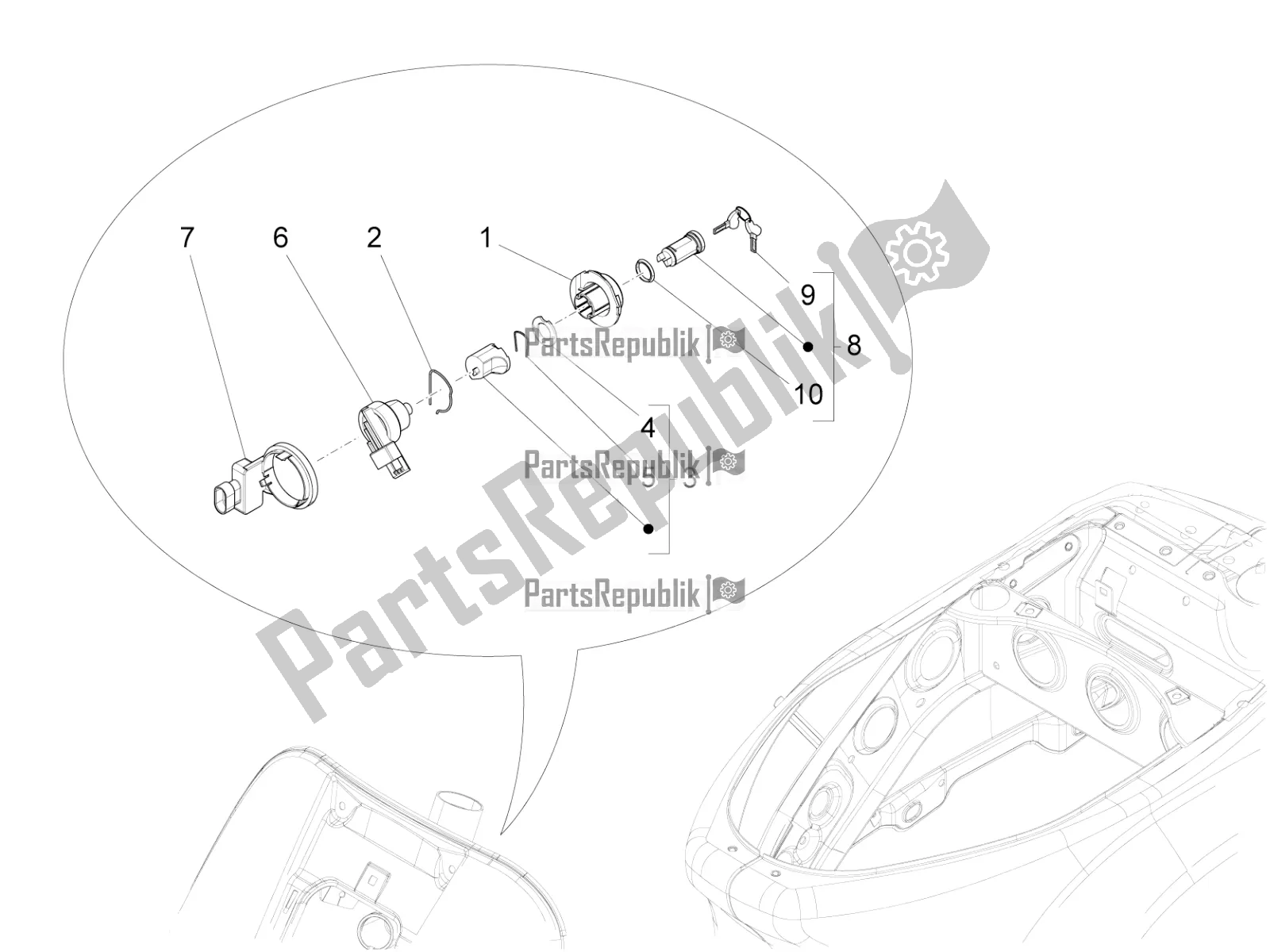 All parts for the Locks of the Vespa S 125 3V Iget Apac 2019