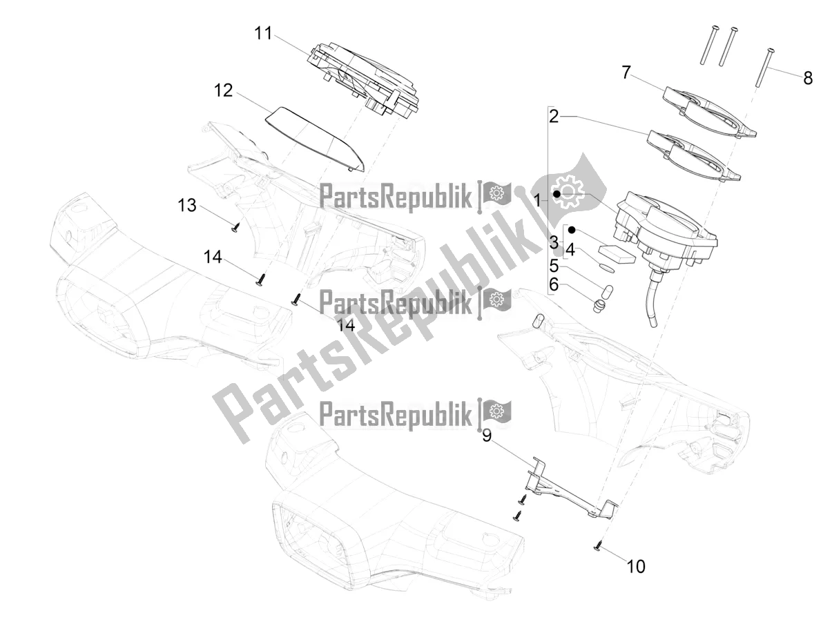 All parts for the Meter Combination - Cruscotto of the Vespa S 125 3V Iget Apac 2019