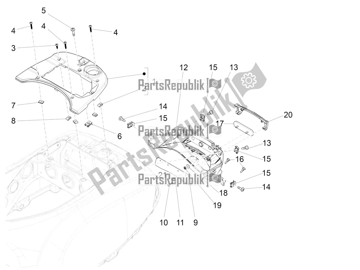 All parts for the Rear Cover - Splash Guard of the Vespa S 125 3V Iget Apac 2019