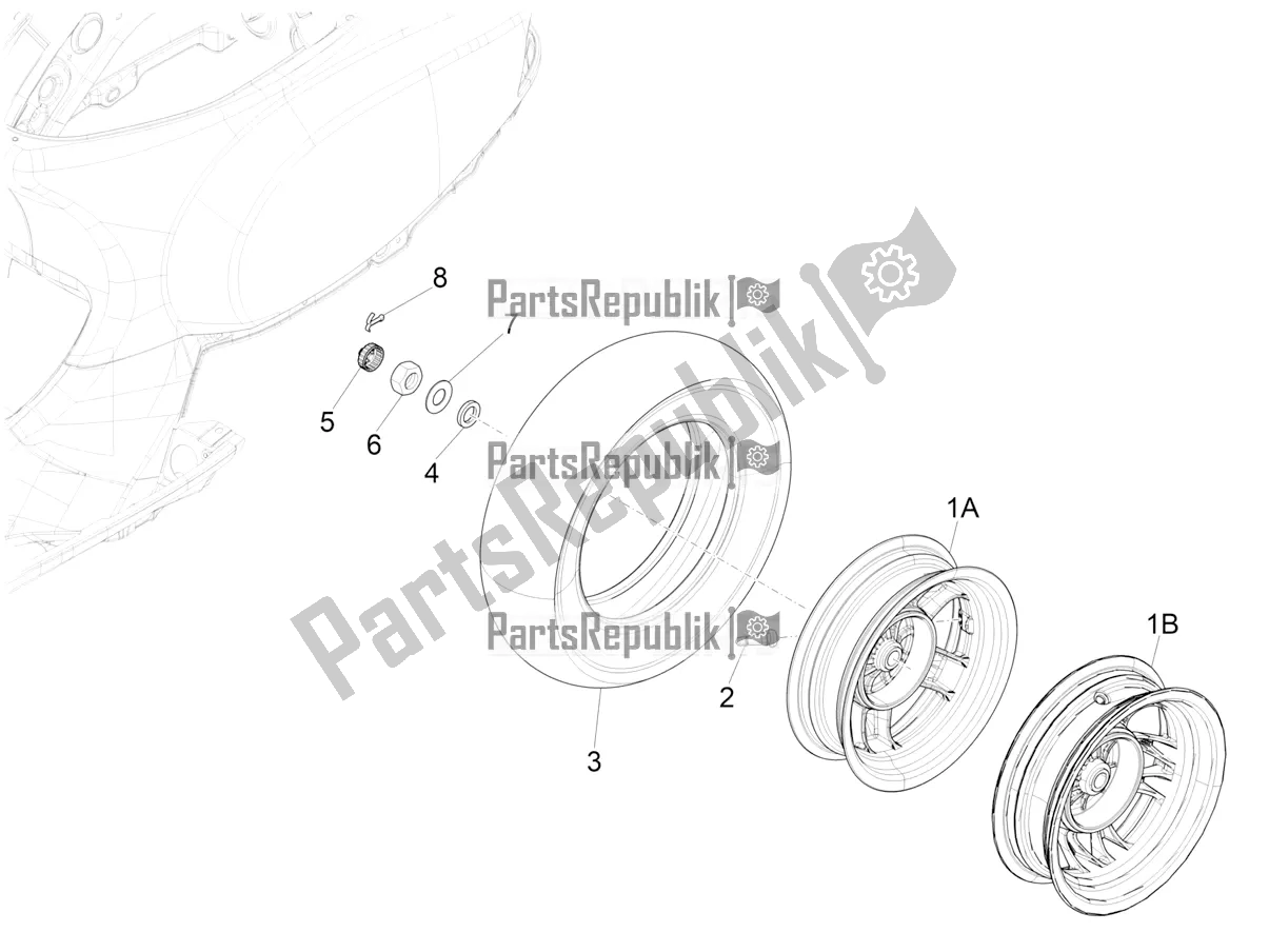 Wszystkie części do Tylne Ko? O Vespa S 125 3V Iget Apac 2019