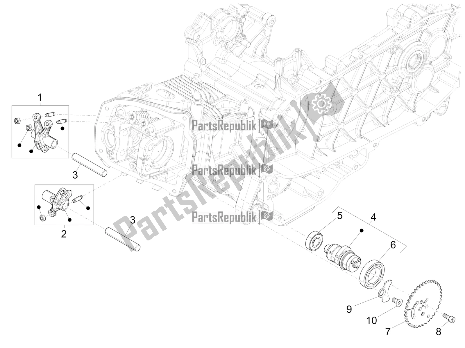 Toutes les pièces pour le Leviers à Bascule Support Unité du Vespa S 125 3V Iget Apac 2019