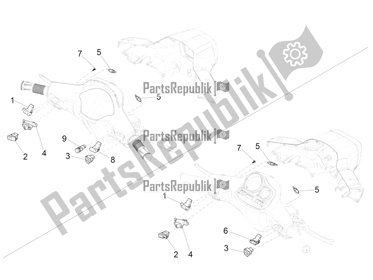 Toutes les pièces pour le Sélecteurs - Interrupteurs - Boutons du Vespa S 125 3V Iget Apac 2019