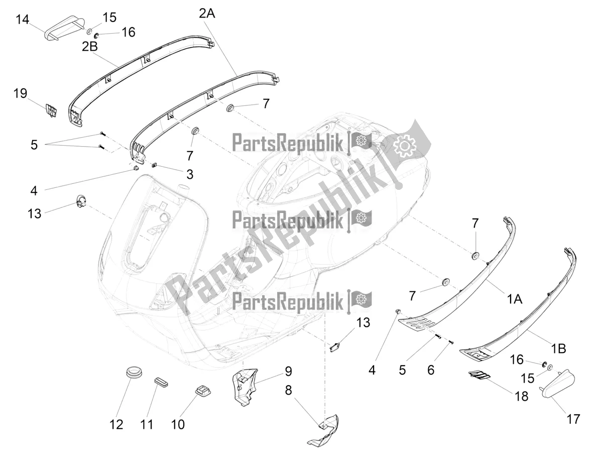 Toutes les pièces pour le Couvercle Latéral - Spoiler du Vespa S 125 3V Iget Apac 2019