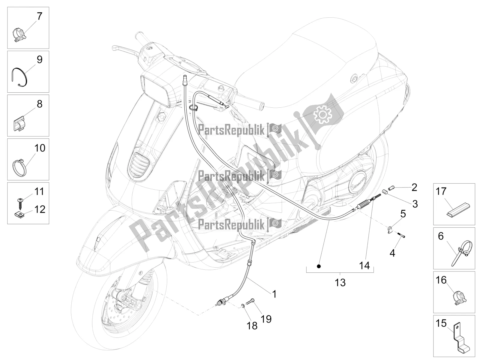 Tutte le parti per il Trasmissioni del Vespa S 125 3V Iget Apac 2019