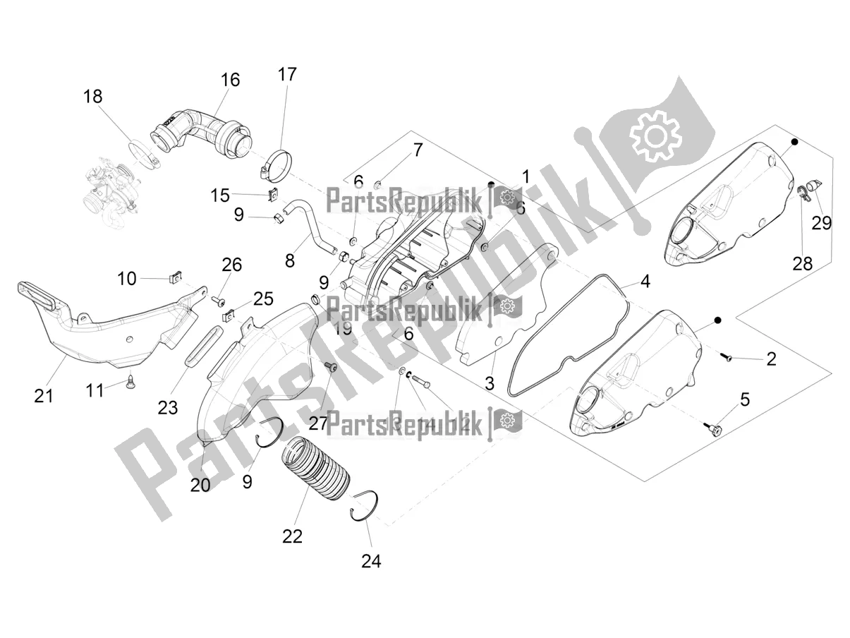 Tutte le parti per il Filtro Dell'aria del Vespa S 125 3V Iget Apac 2020