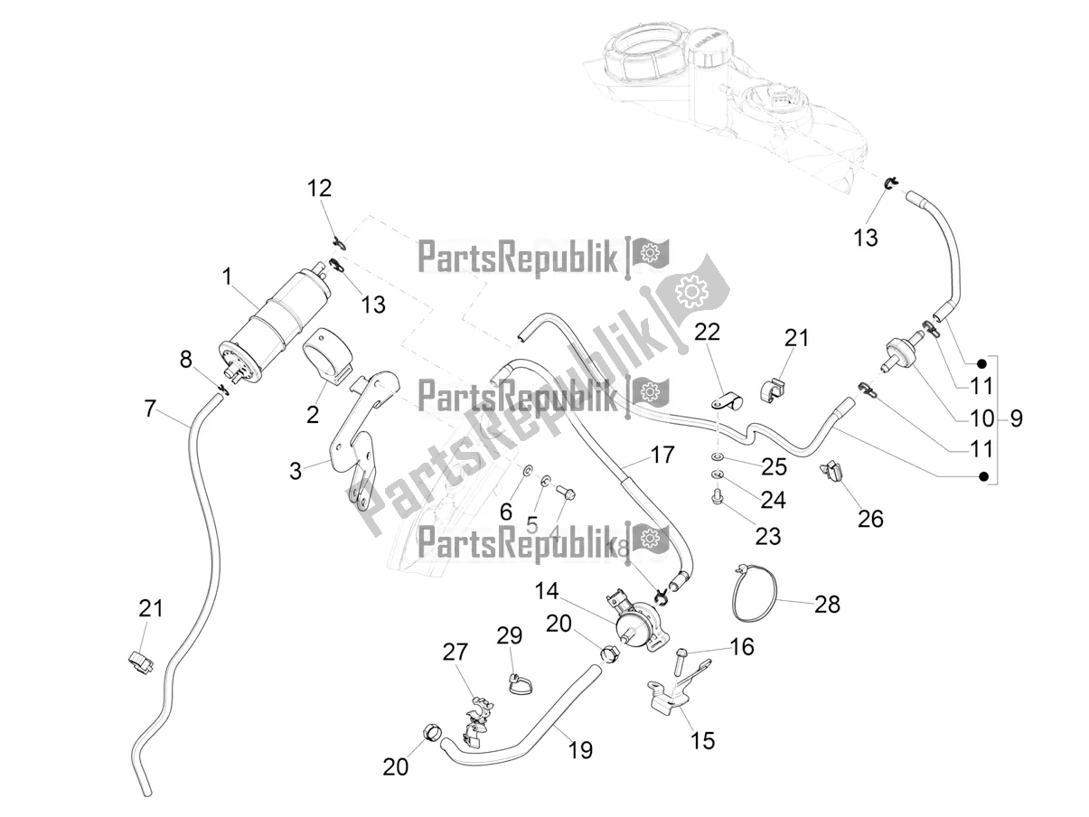 Tutte le parti per il Sistema Anti-percolazione del Vespa S 125 3V Iget Apac 2020