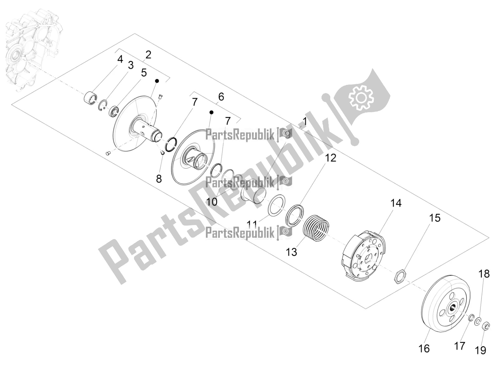 Toutes les pièces pour le Poulie Menée du Vespa S 125 3V Iget Apac 2020