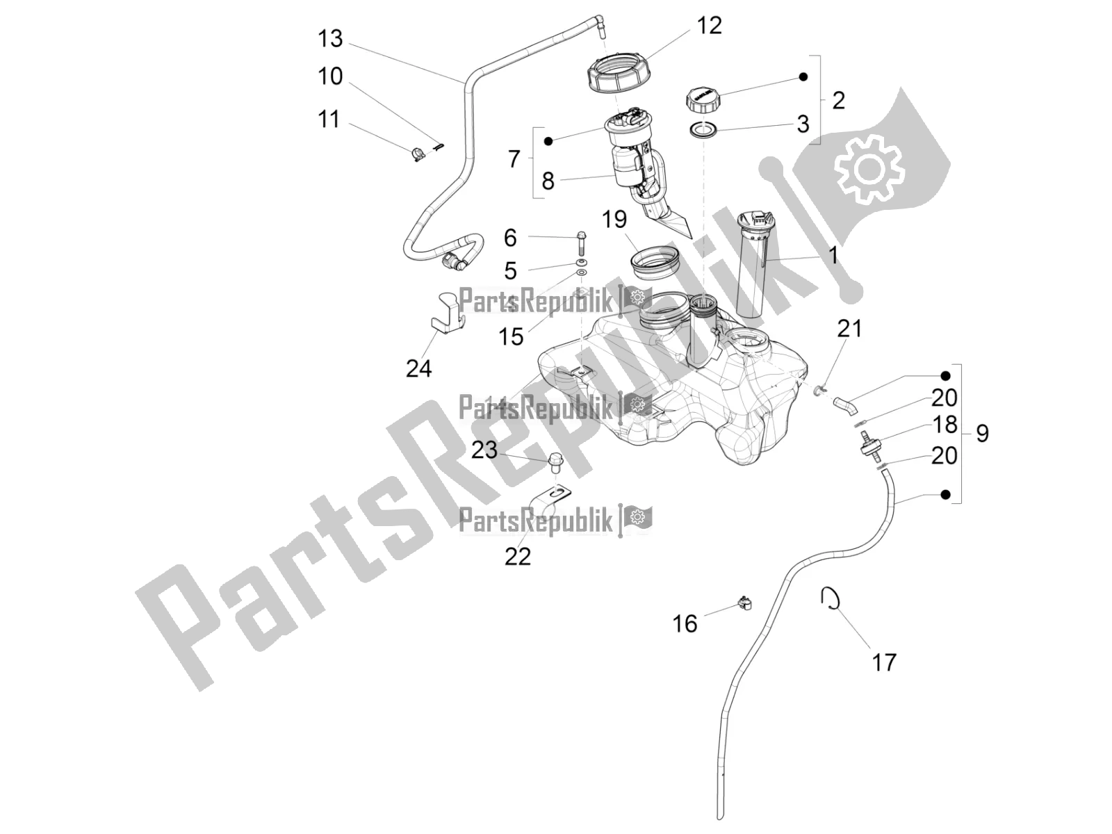 Toutes les pièces pour le Réservoir D'essence du Vespa S 125 3V Iget Apac 2020