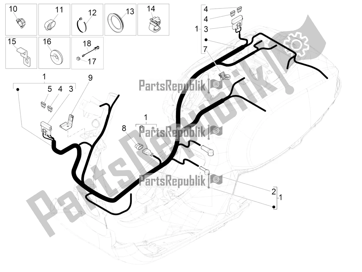 Toutes les pièces pour le Faisceau De Câbles Principal du Vespa S 125 3V Iget Apac 2020