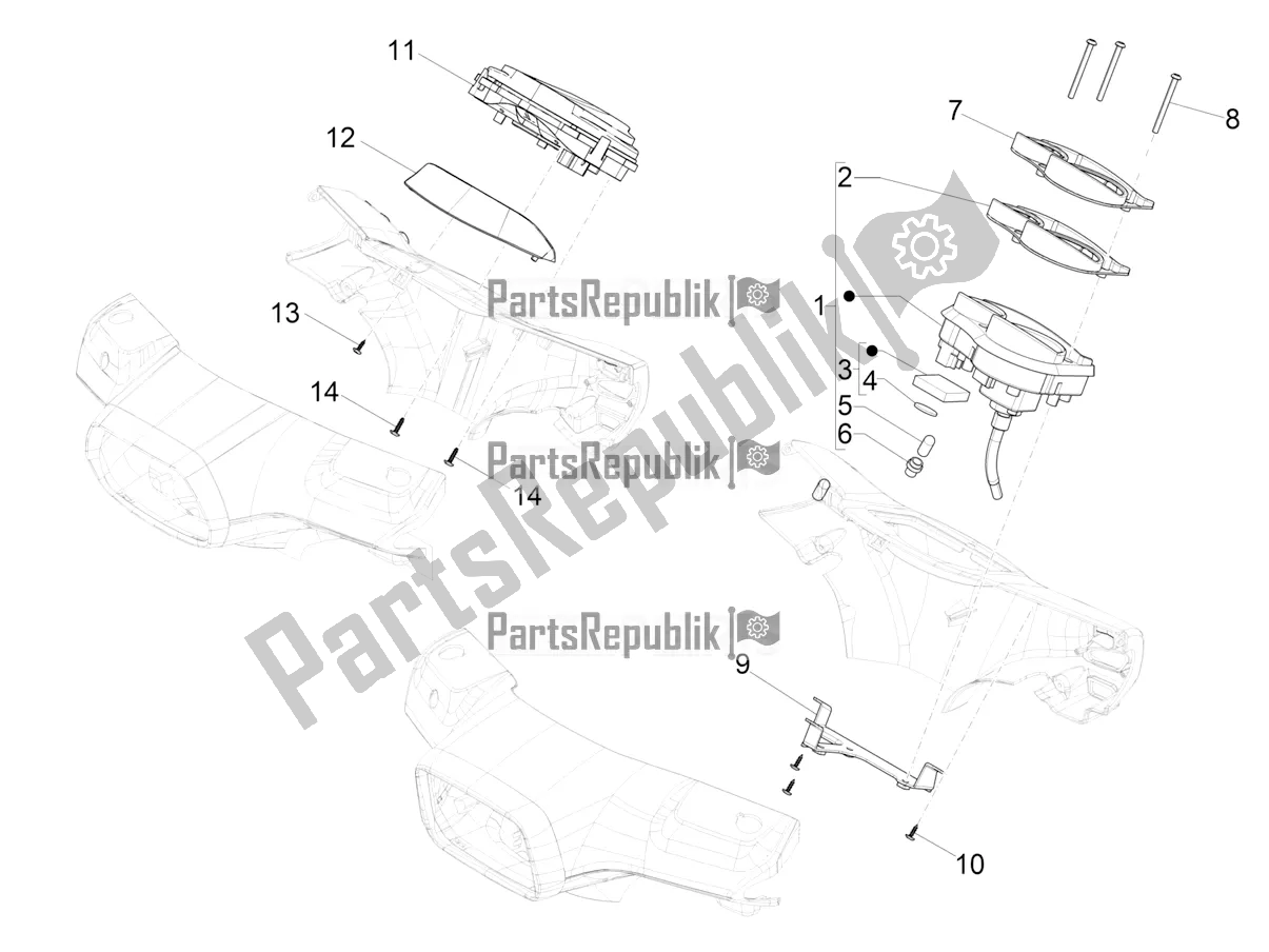 Tutte le parti per il Combinazione Metro - Cruscotto del Vespa S 125 3V Iget Apac 2020