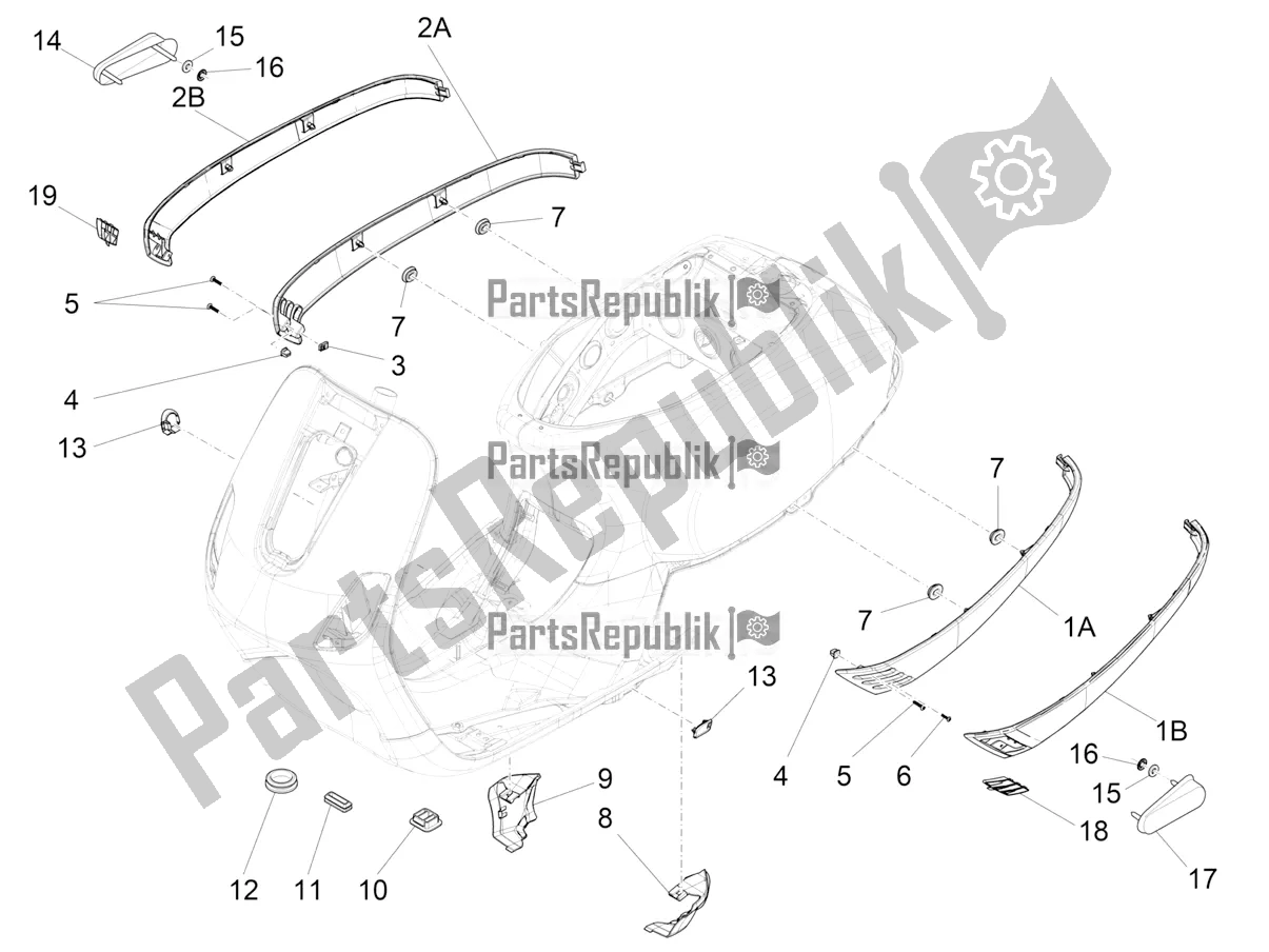 Toutes les pièces pour le Couvercle Latéral - Spoiler du Vespa S 125 3V Iget Apac 2020