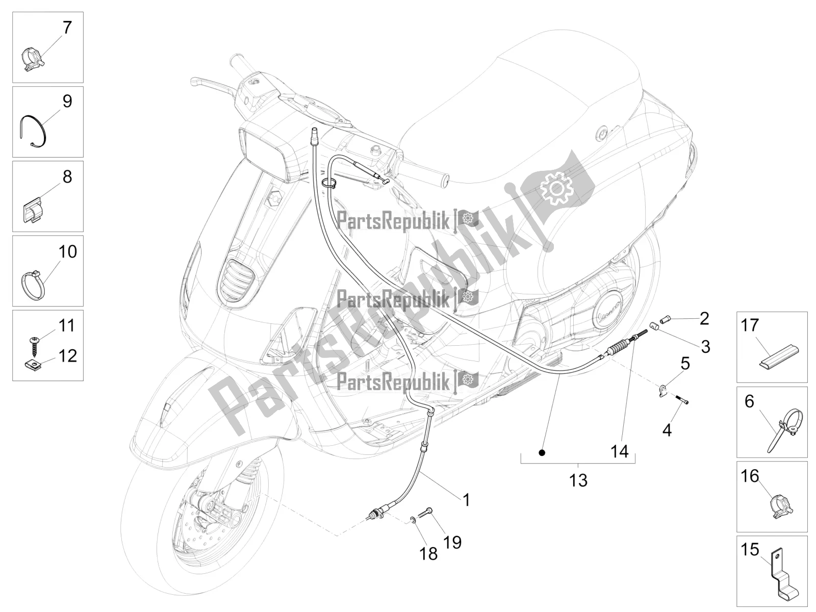 Todas as partes de Transmissões do Vespa S 125 3V Iget Apac 2020