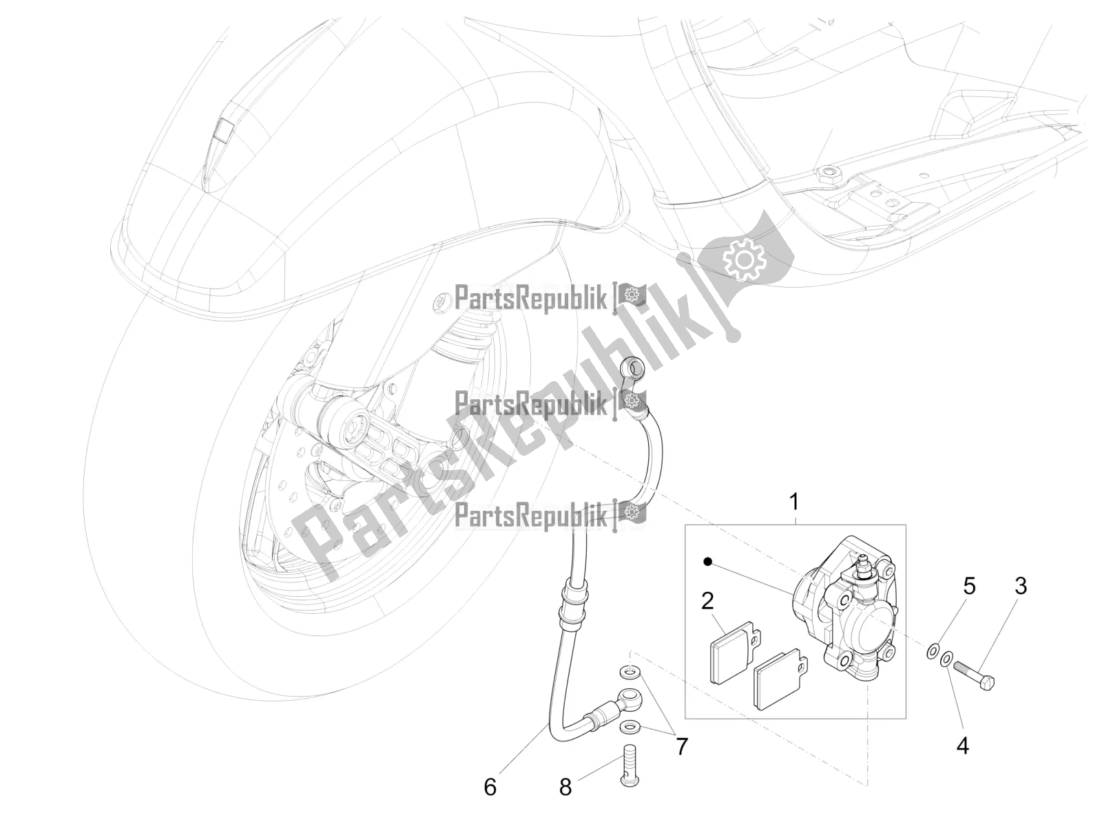 Todas as partes de Tubos De Freios - Pinças do Vespa S 125 3V Iget Apac 2021