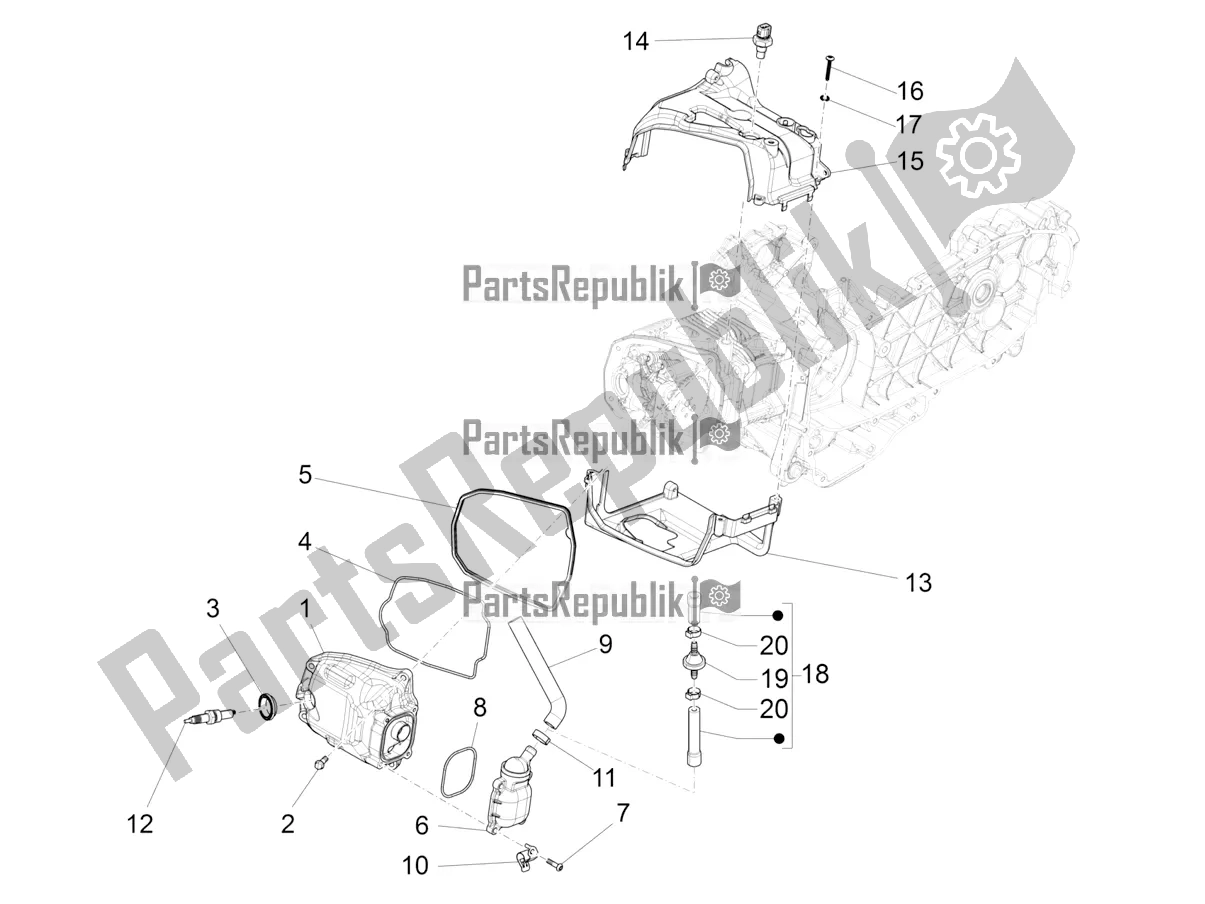 All parts for the Cylinder Head Cover of the Vespa S 125 3V Iget Apac 2021