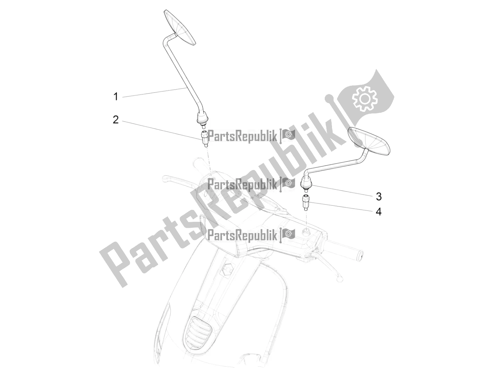 Tutte le parti per il Specchio / I Di Guida del Vespa S 125 3V Iget Apac 2021