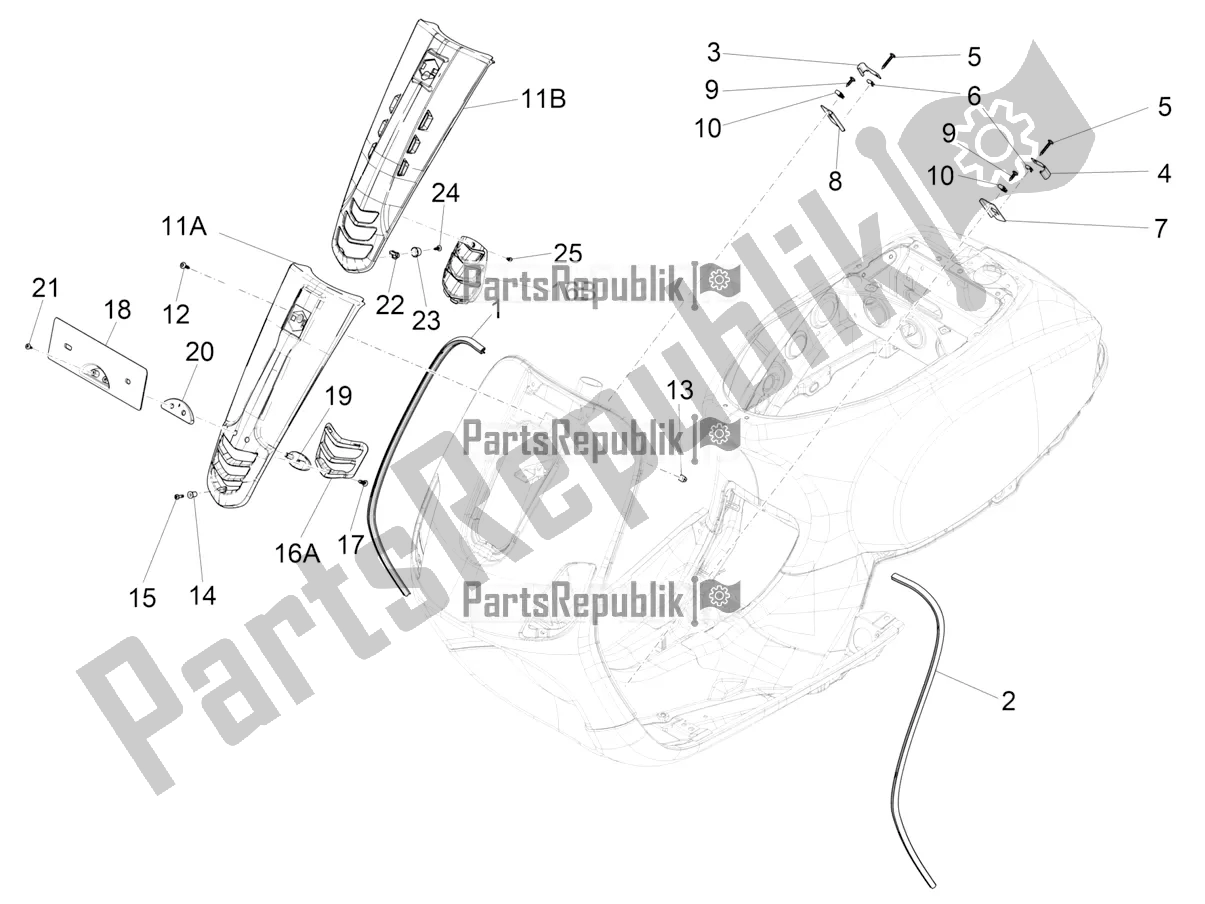 Todas las partes para Escudo Delantero de Vespa S 125 3V Iget Apac 2021