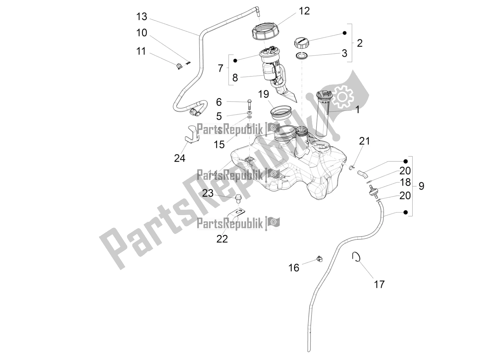 Toutes les pièces pour le Réservoir D'essence du Vespa S 125 3V Iget Apac 2021