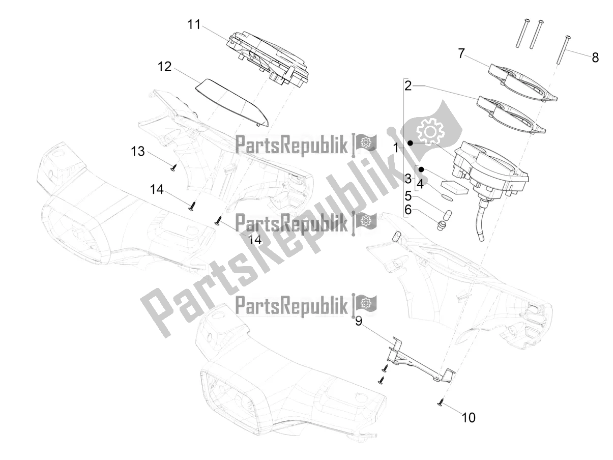 Tutte le parti per il Combinazione Metro - Cruscotto del Vespa S 125 3V Iget Apac 2021