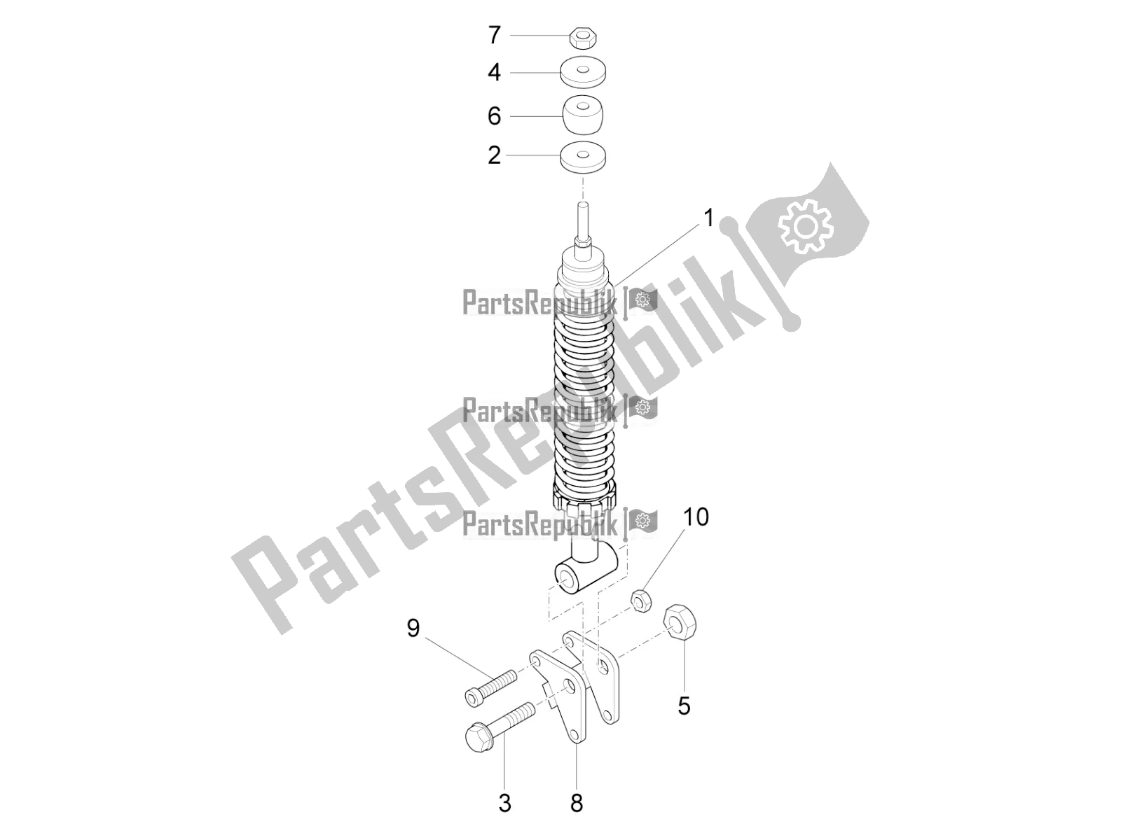 All parts for the Rear Suspension - Shock Absorber/s of the Vespa S 125 3V Iget Apac 2021