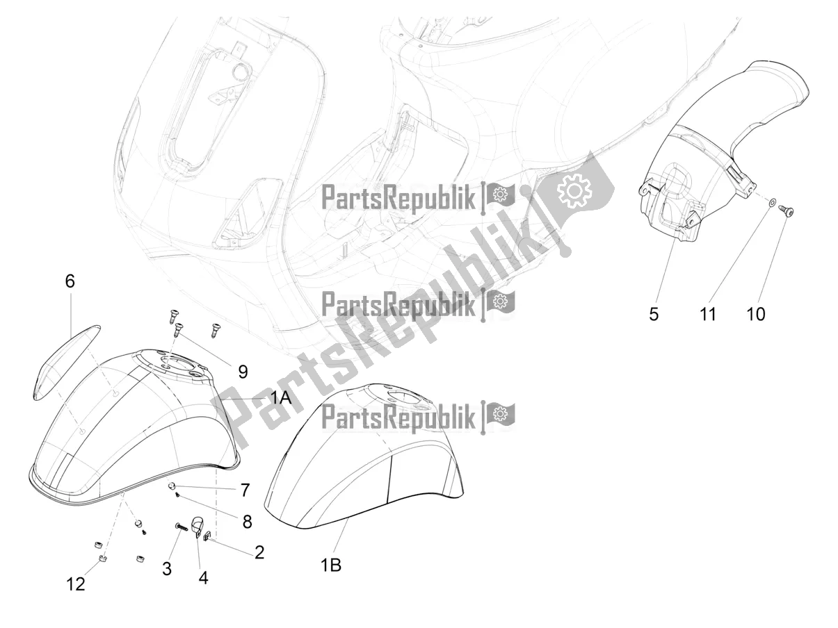 Tutte le parti per il Passaruota - Parafango del Vespa S 125 3V Iget Apac 2021