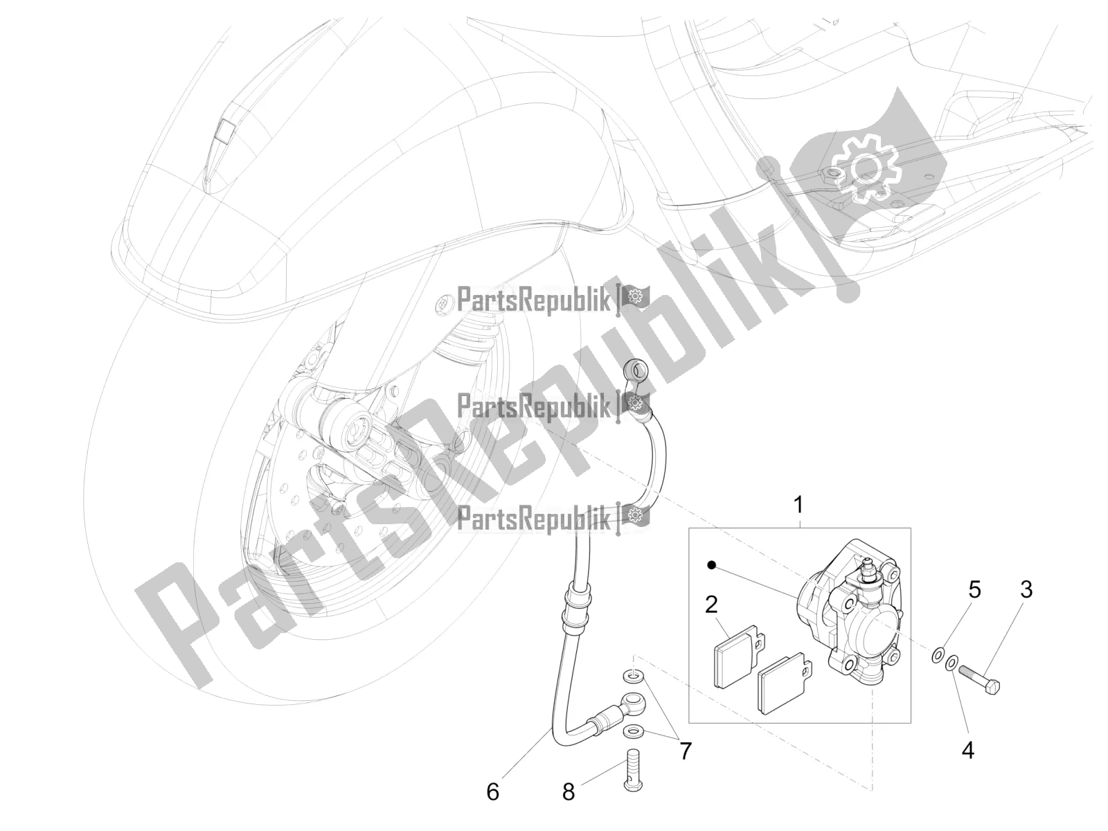 All parts for the Brakes Pipes - Calipers of the Vespa S 125 3V Iget Apac 2022