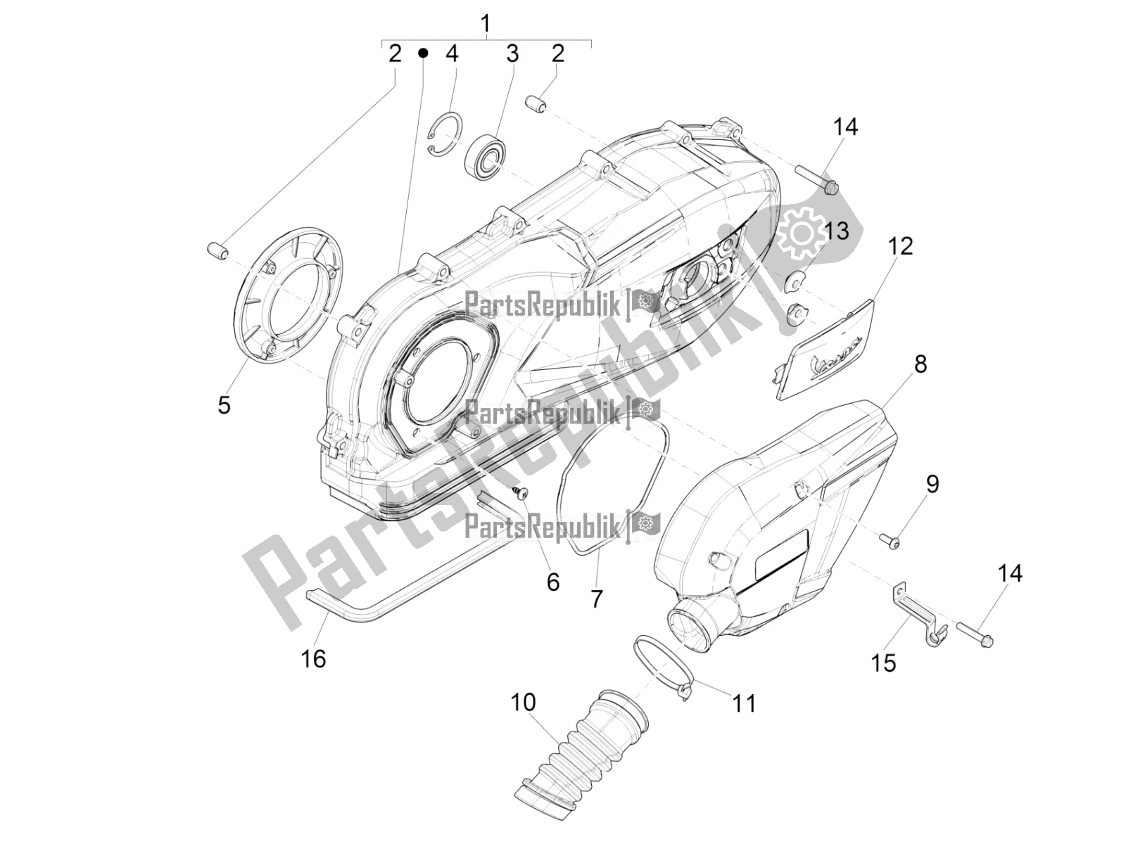 Toutes les pièces pour le Couvercle De Carter - Refroidissement Du Carter du Vespa S 125 3V Iget Apac 2022