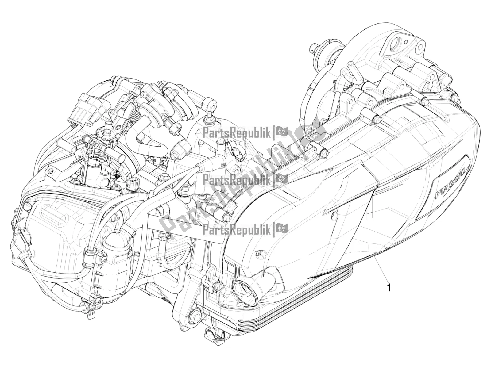 All parts for the Engine, Assembly of the Vespa S 125 3V Iget Apac 2022