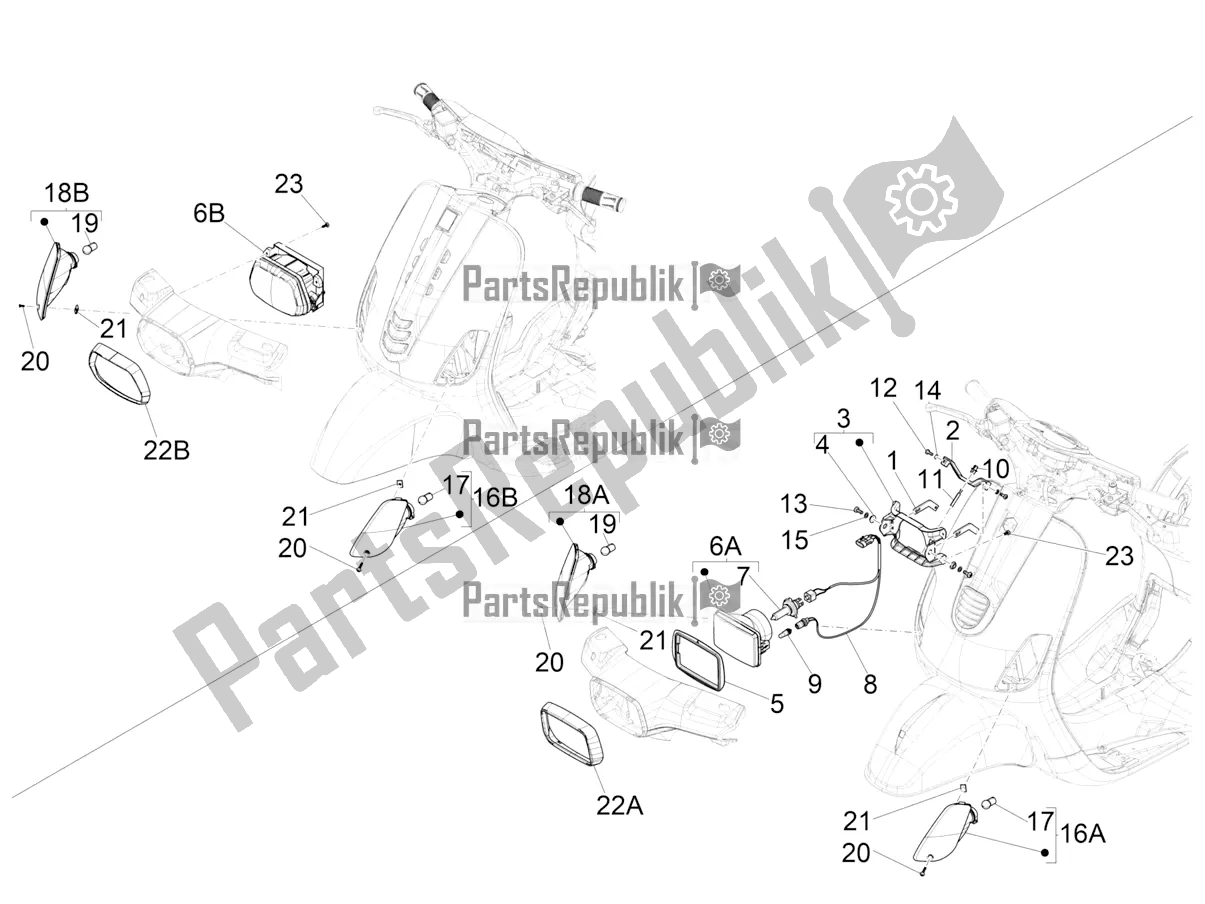 All parts for the Front Headlamps - Turn Signal Lamps of the Vespa S 125 3V Iget Apac 2022