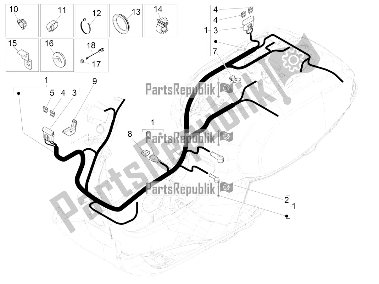 Tutte le parti per il Cablaggio Principale del Vespa S 125 3V Iget Apac 2022